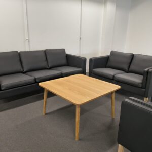 TRANEKÆR  3 pers SORT MADRAS/BONDED læder/ Eg.
